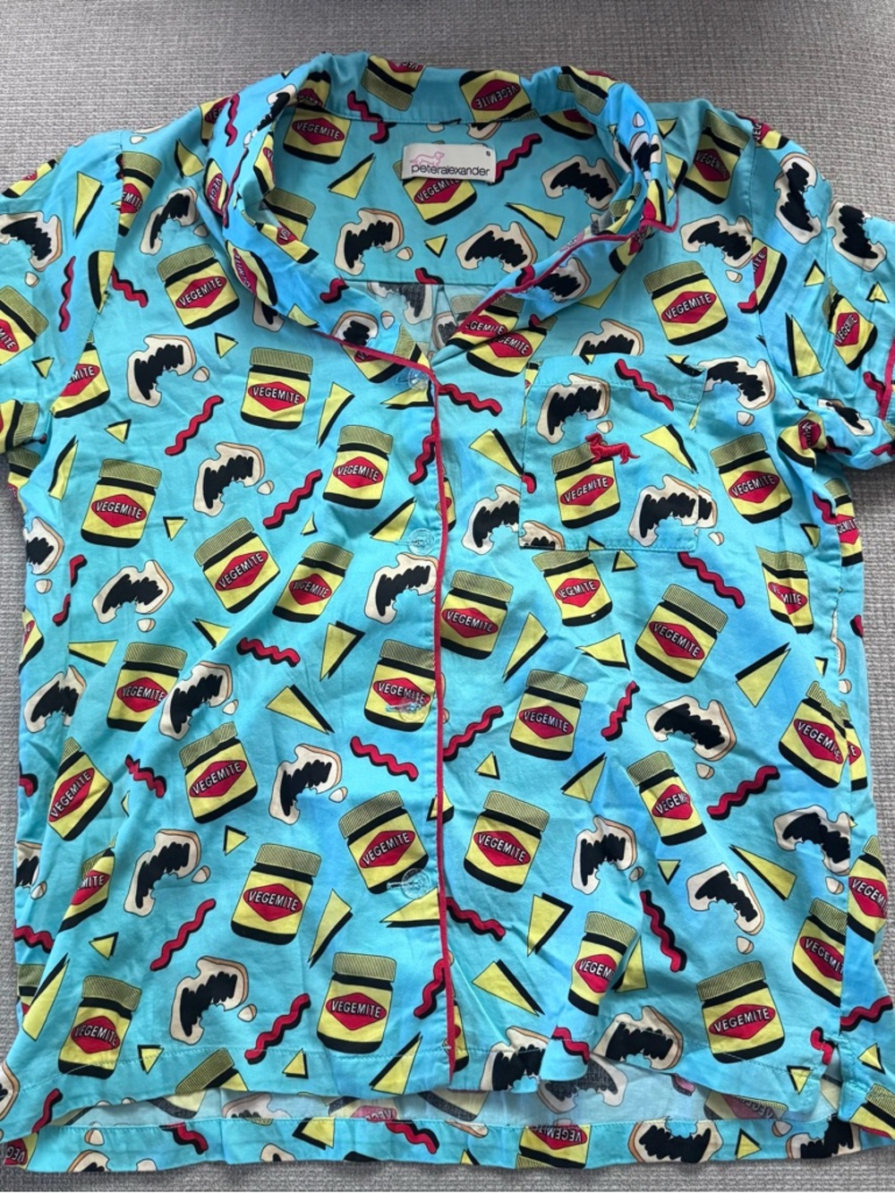 Peter Alexander Turquoise Vegemite Print Short Sleeve Top and shorts set Small